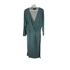 Pendleton Dress Faux Wrap Geometric Print Slinky